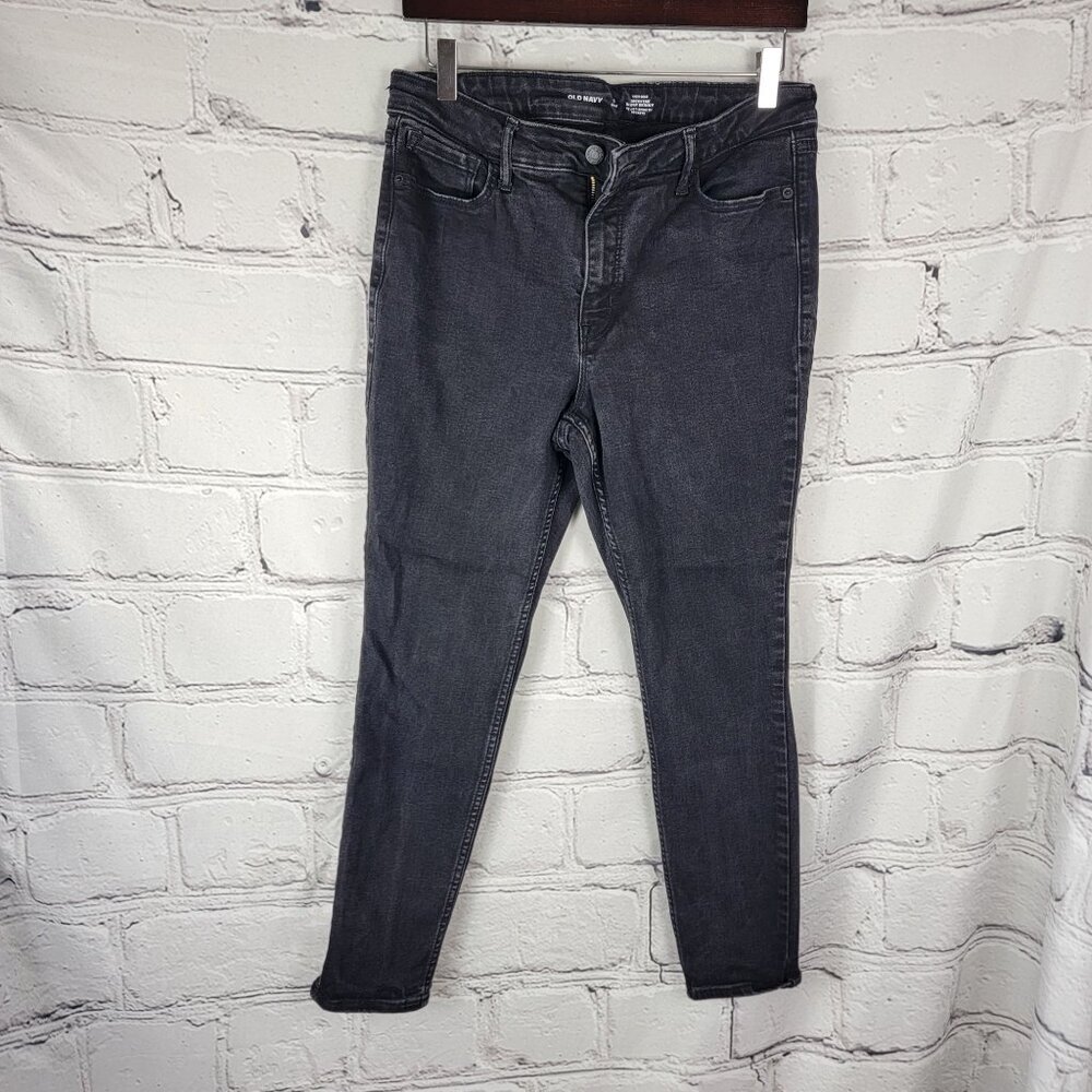 Old Navy Womens 12 Short Black Rockstar Super Skinny High Rise‎ Jeans Casual